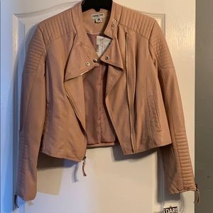 Blush pink faux leather jacket